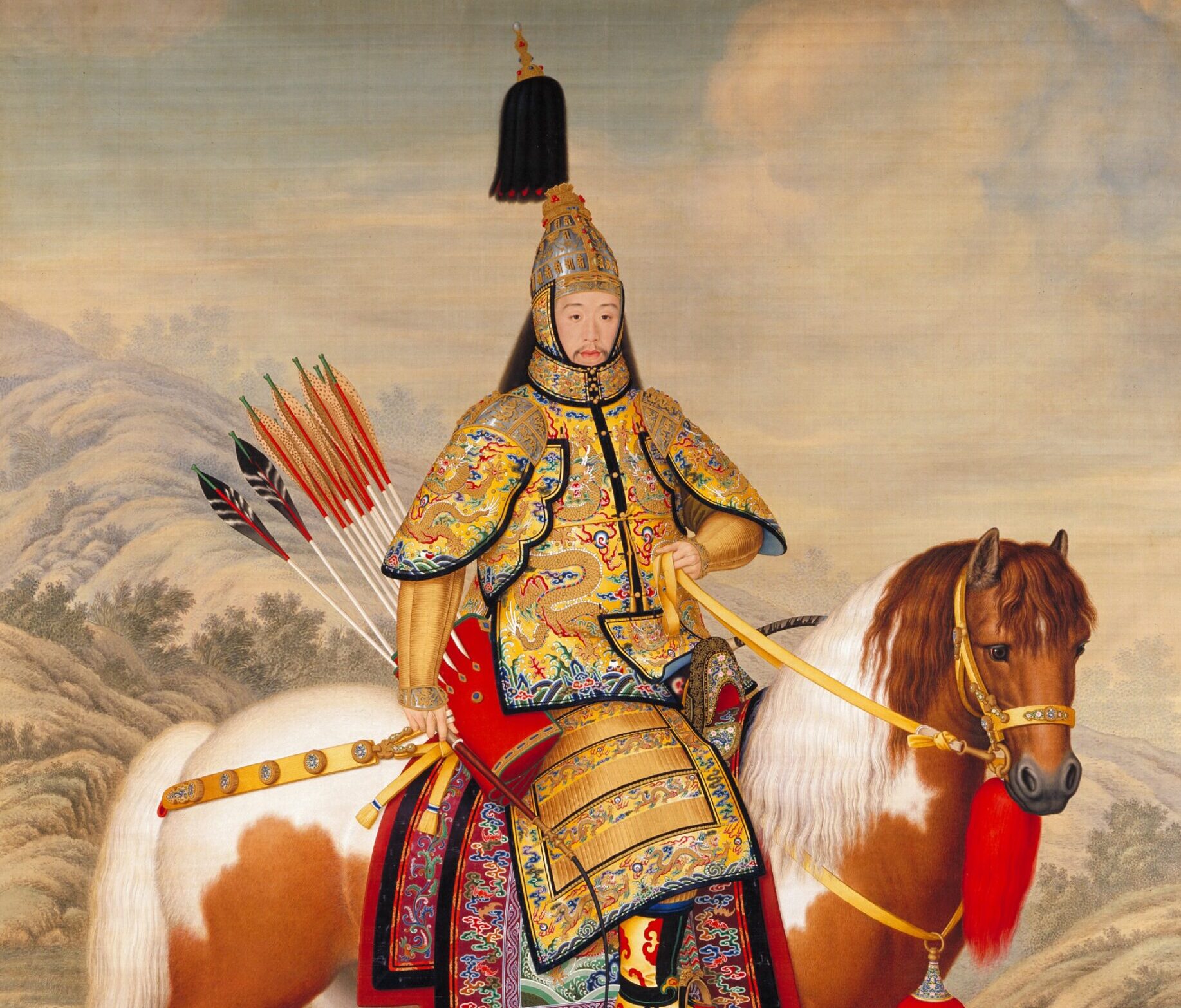 The Qianlong Emperor in Ceremonial Armour on Horseback By Giuseppe Castiglione